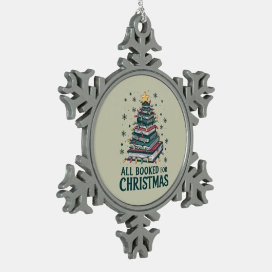司書を愛する人のためのクリスマスプレゼントを予約 スノーフレークピューターオーナメント (左)