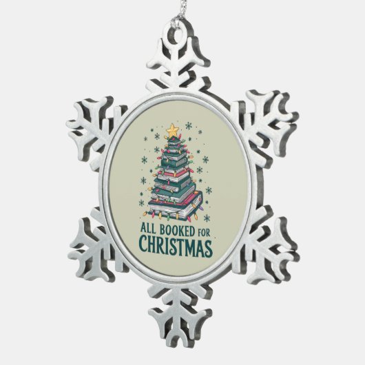 司書を愛する人のためのクリスマスプレゼントを予約 スノーフレークピューターオーナメント (右)