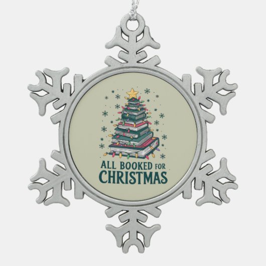 司書を愛する人のためのクリスマスプレゼントを予約 スノーフレークピューターオーナメント (正面)