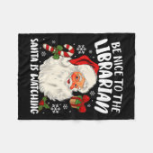 司書サンタがクリスマスを見ているのに優しい フリースブランケット (正面(横))