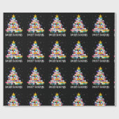 司書ブックラバーブックスクリスマスツリーメリーボー ラッピングペーパー (フラット)