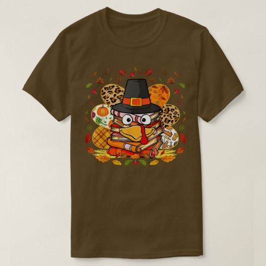 司書ブックラバーリーダーおもしろいトルコ感謝祭 Tシャツ (デザイン正面)