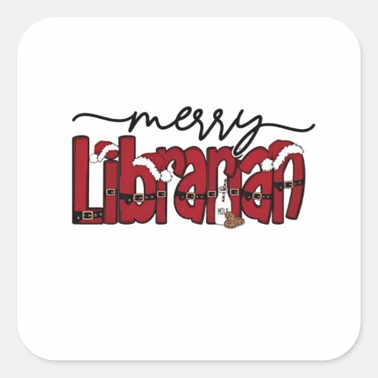 司書メリー司書クリスマス本愛人図書館 スクエアシール (正面)