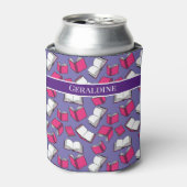 司書先生とブックワームのピンクブックスデザイン 缶クーラー (缶正面)