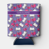 司書先生とブックワームのピンクブックスデザイン 缶クーラー (正面)