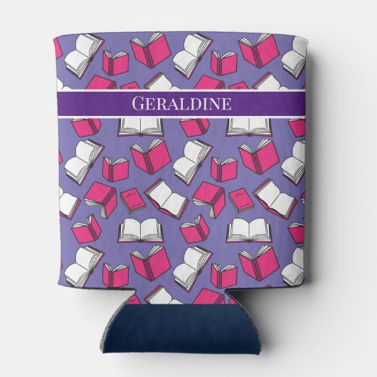 司書先生とブックワームのピンクブックスデザイン 缶クーラー (裏面)