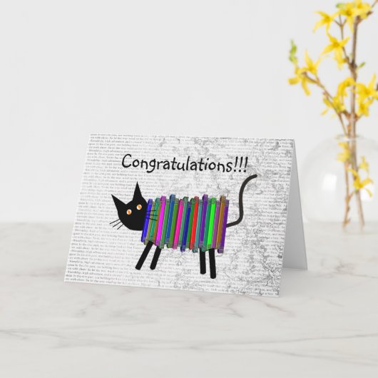 司書退職したの猫ギフト カード (黄色い花)