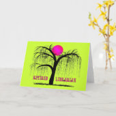 司書退職したギフトしだれ柳デザイン カード (黄色い花)