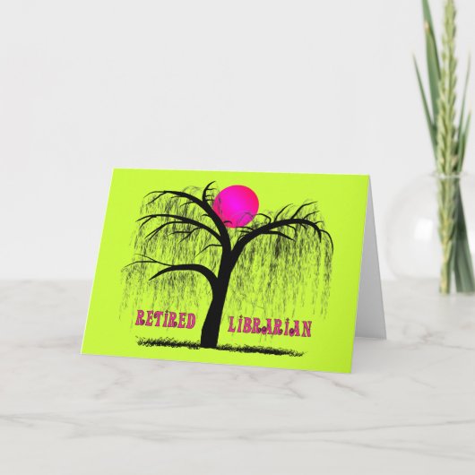 司書退職したギフトしだれ柳デザイン カード (正面)