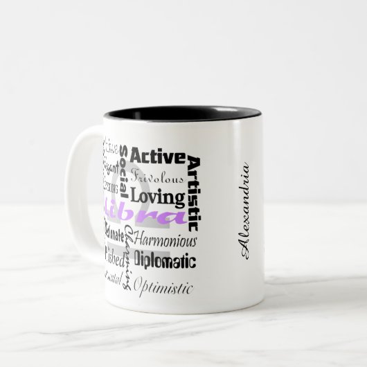 司書〔占星術の〕十二宮図占星術占星術特性コラージュ ツートーンマグカップ (正面左)