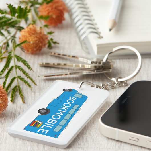 司書、読書愛好家、ブックモバイルグラフィック用 キーホルダー (正面右)