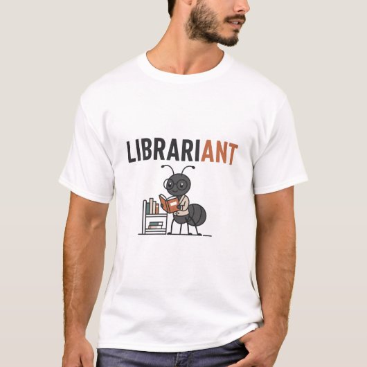 司書ant - 面白いアリ司書のダジャレ tシャツ (正面)
