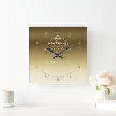 司法はかりで測教室|グラフィック金ゴールドメタリック スクエア壁時計 (ホーム)