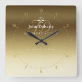 司法はかりで測教室|グラフィック金ゴールドメタリック スクエア壁時計 (正面)