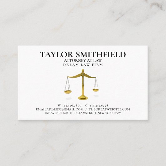 司法はかりで測金ゴールド弁護士弁護士 名刺 (正面)
