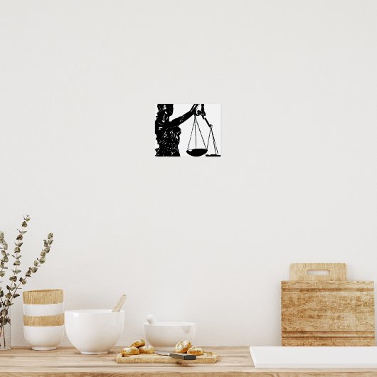 司法プリント法はかりで測婦人司法ポスター ポスター (キッチン)