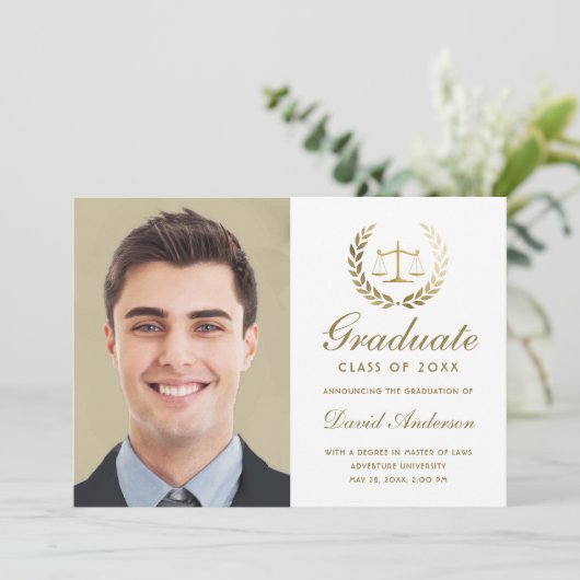 司法法はかりで測の金ゴールド白人卒業 案内状 (スタンド正面)