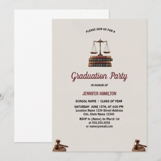 司法法学校卒業党 招待状 (正面/裏面)