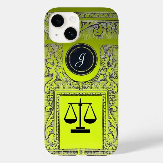 司法法律事務所、弁護士モノグラムイエロー Case-Mate iPhoneケース (裏面)