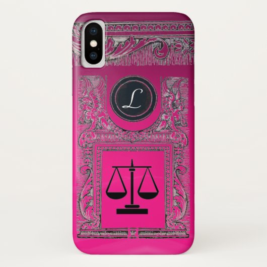 司法法律事務所、弁護士モノグラムピンク Case-Mate iPhoneケース (裏面)