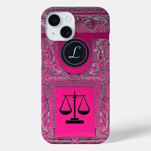司法法律事務所、弁護士モノグラムピンク Case-Mate iPhoneケース (裏面)