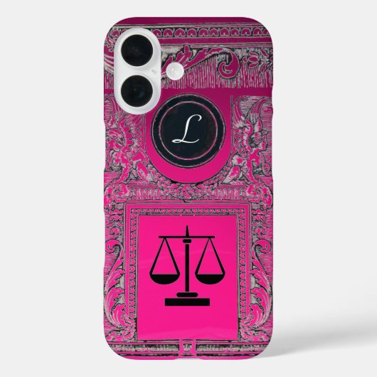 司法法律事務所、弁護士モノグラムピンク Case-Mate iPhoneケース (裏面)