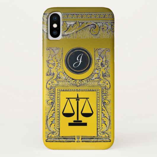 司法法律事務所,弁護士モノグラム金ゴールド黄色 Case-Mate iPhoneケース (裏面)