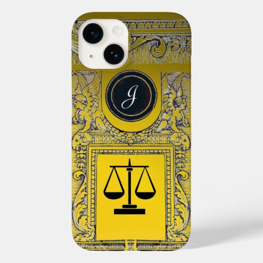 司法法律事務所,弁護士モノグラム金ゴールド黄色 Case-Mate iPhoneケース (裏面)