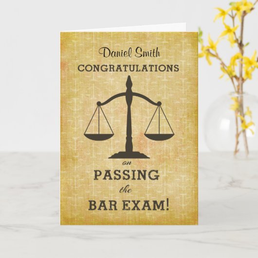 司法試験に合格する名前をカスタムするのお祝い カード (黄色い花)