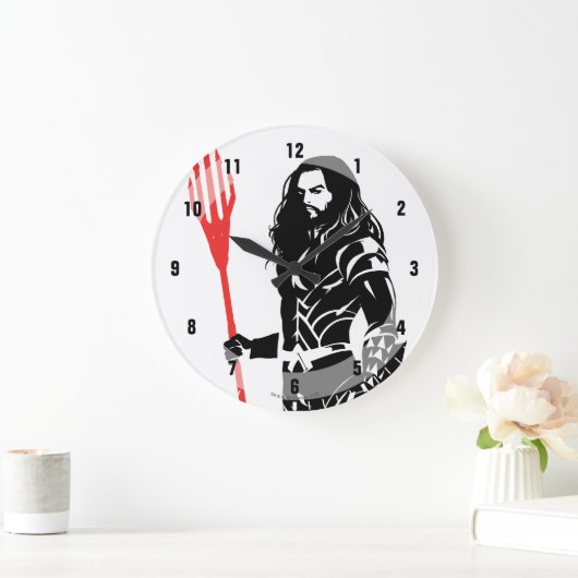 司法連盟|アクアマンポーズノワールアポップ・アートのート ラージ壁時計 (ホーム)