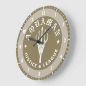 司法連盟|アクアマンレトロトライデント紋章 ラージ壁時計 (傾斜)