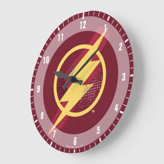 司法連盟|ブラシとハーフトーンのフラッシュシンボル ラージ壁時計 (傾斜)