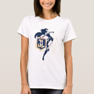 司法連盟 女性疑問に思とJLのアイコンアーポップ・アートのト Tシャツ