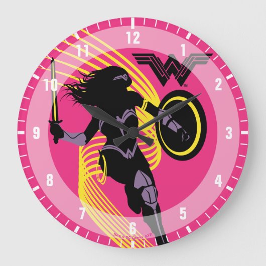 司法連盟|女性疑問に思シルエットアイコン ラージ壁時計 (正面)