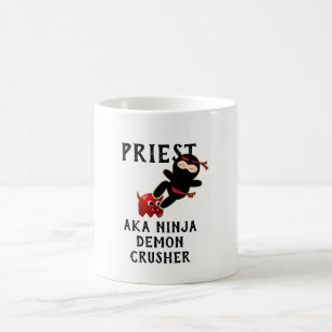 司祭おもしろいギフトAKA忍者デモンクラッシャー コーヒーマグカップ