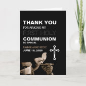 司祭と十字架、最初の聖餐会ありがとう カード (正面)