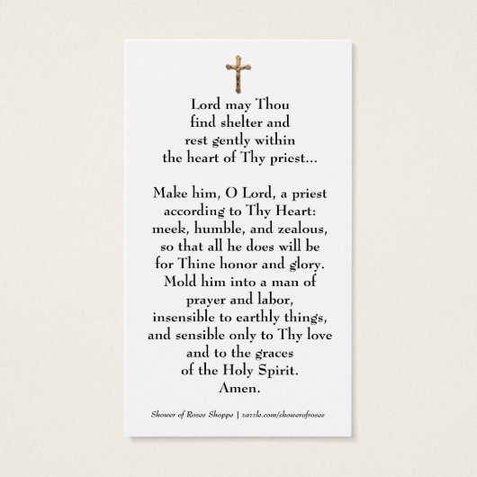 司祭のためのカトリック祈りの言葉 (裏面)