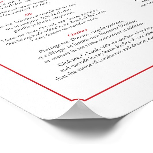 司祭のための祈りの言葉をラテン語と英語で捧げる ポスター (角)