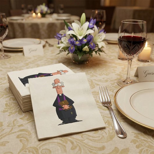 司祭の保持バイブルIFunny聖職者キャラクター スタンダードランチョンナプキン