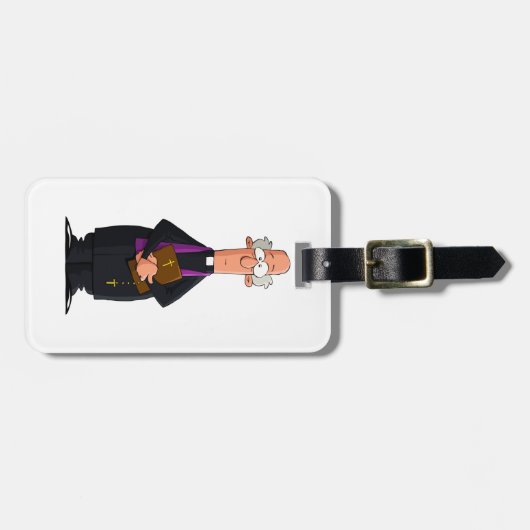 司祭の保持バイブルIFunny聖職者キャラクター ラゲッジタグ (正面横)