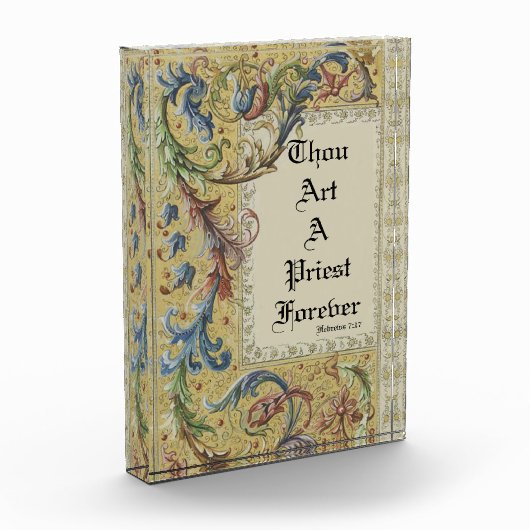 司祭の聖職授与式記念日の中世芸術 フォトブロック (左)