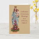 司祭の記念日恵みメアリー カード (黄色い花)