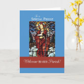 司祭は私達の教区に歓迎し、良い羊飼い カード (黄色い花)