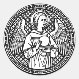 司祭カトリック司祭と天使の白黒 ラウンドシール