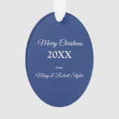 司祭クリスマス恵み、出生シーンon Blue オーナメント (裏面)