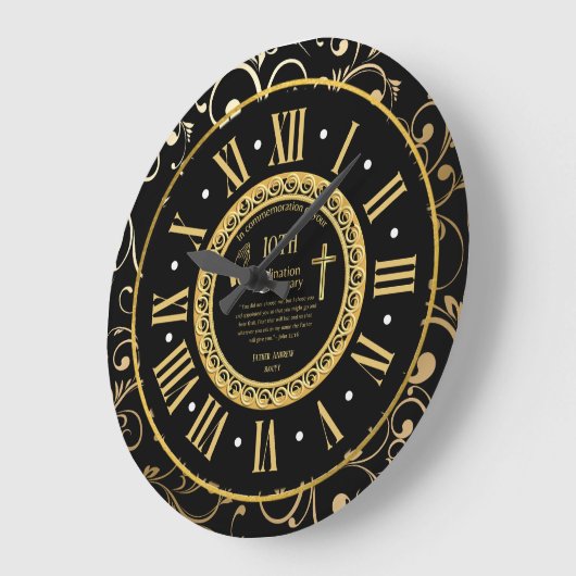 司祭パーソナライズされた記念日の調整時計 ラージ壁時計 (傾斜)