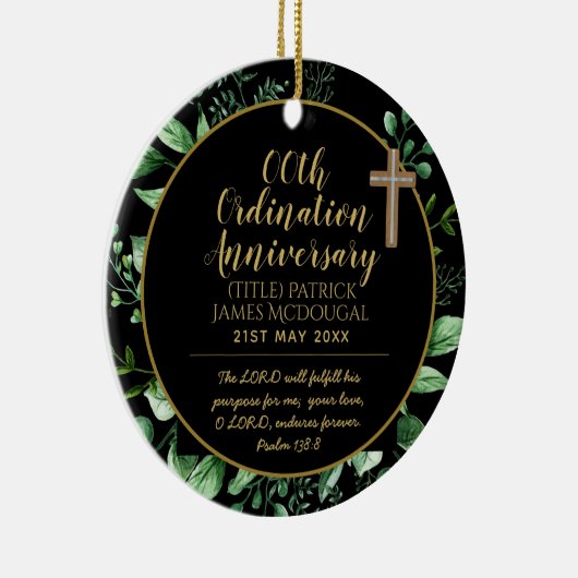 司祭パーソナライズされた記念日ギフト セラミックオーナメント (右)