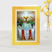 司祭伝統的カードの記念日の叙位 カード (黄色い花)