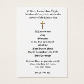 司祭叙位記念日の神聖カード (裏面)