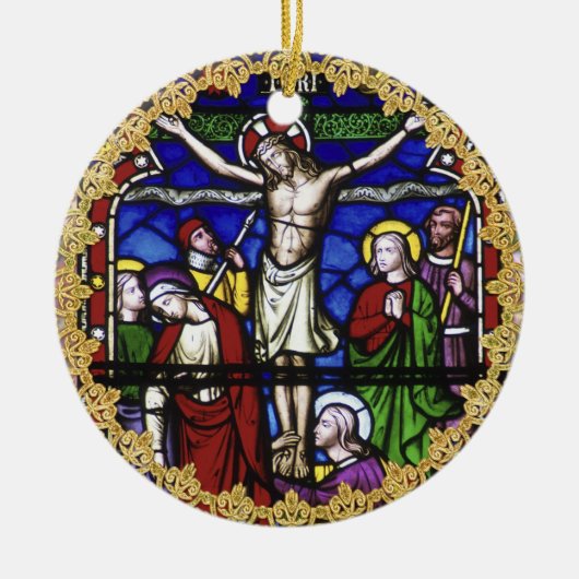 司祭叙勲記念日ステンドグラスカスタム セラミックオーナメント (正面)